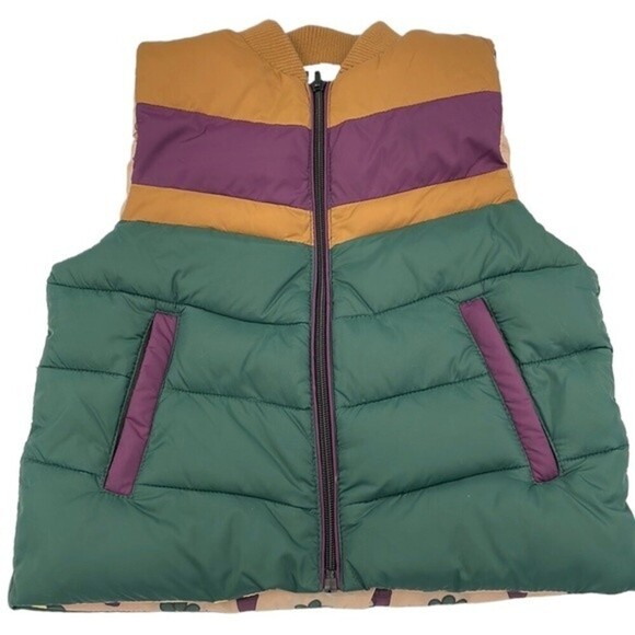 NWOT PacSun Kids Puffer Vest Size L 10 Flowers in pots inside pattern - Picture 1 of 11